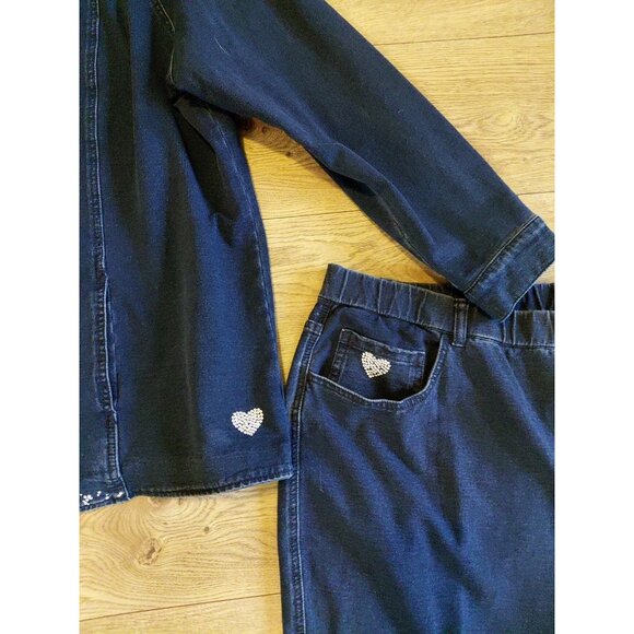Quackery Factory Straight Leg Jeans Stretch Denim Blazer Rhinestone Bling 2X NWT - Picture 6 of 12
